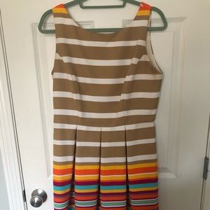 Tan & Rainbow Striped Dress